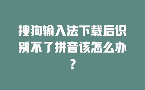 搜狗输入法下载后识别不了拼音该怎么办？ 二
